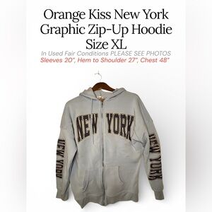 Light Blue “New York” Zip-Up Hoodie – Casual Cozy Layer